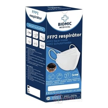 BIOMIC Respirátor FFP2, 3-panelový čierny 1x20 ks obrázok