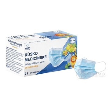 BIOMIC RÚŠKO medicínske detské modré, pre deti, jednorazové, typ IIR 1x50 ks obrázok