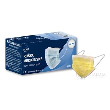BIOMIC RÚŠKO medicínske žlté, pre dospelých, jednorazové, typ IIR 1x50 ks obrázok