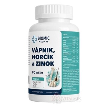 BIOMIC VÁPNIK, HORČÍK, ZINOK tbl 1x90 ks obrázok
