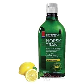 BIOPHARMA NORSK TRAN rybí olej s citrónovo-bylinnou príchuťou 1x375 ml obrázok