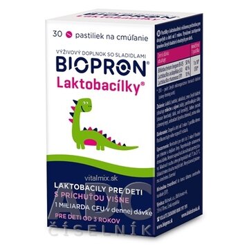 BIOPRON Laktobacílky pastilky na cmúľanie pre deti, s príchuťou višne, 1x30 ks obrázok