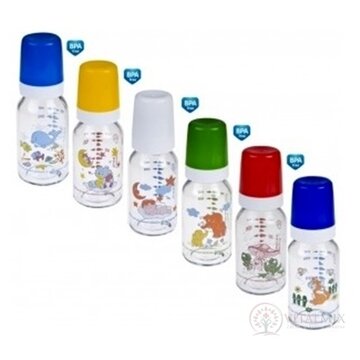 Canpol Babies Fľaša Dekor 120ml sklo, silikónový cumlík okrúhly 3m+, 1x1 set obrázok