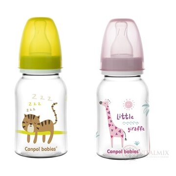 Canpol Babies Fľaša tvarovaná 125 ml plast, farebný motív, silikónový cumlík, 1x1 set obrázok