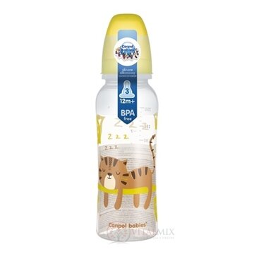 Canpol Babies Fľaša tvarovaná 250 ml plast, farebný motív, silikónový cumlík 12m+, 1x1 set obrázok