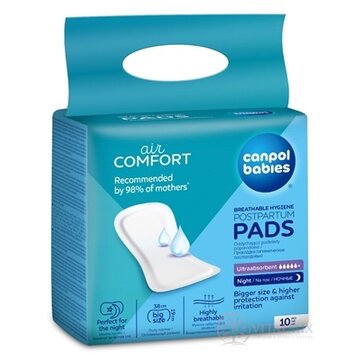 Canpol babies Popôrodné vložky UltraAbsorbent nočné, tvarované, air comfort 1x10 ks obrázok