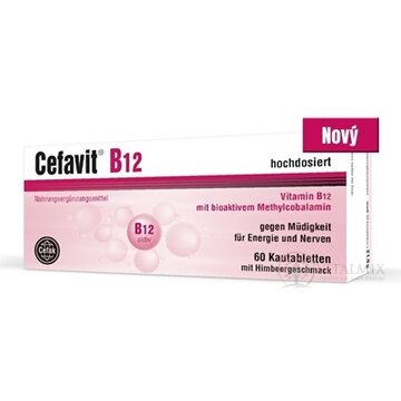 Cefavit B12 vitamin žuvacie tablety s malinovou príchuťou 1x60 ks obrázok