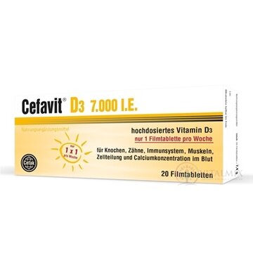 Cefavit D3 7.000 I.E. vitamin tbl flm 1x20 ks obrázok