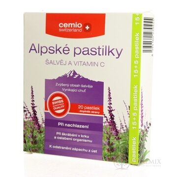 Cemio Alpské pastilky ŠALVIA A VITAMÍN C 1x20 ks obrázok