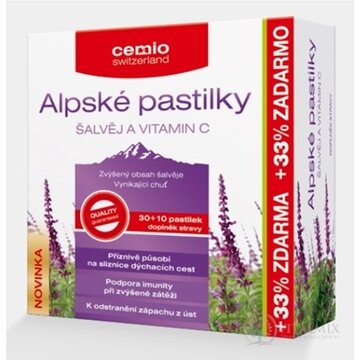 Cemio Alpské pastilky ŠALVIA A VITAMÍN C pastilky 30+10 (33% zadarmo) (40 ks) obrázok