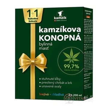 Cemio Kamzíkova konopná masť 1+1 hrejivá + chladivá 2x200 ml, 1x1 set obrázok