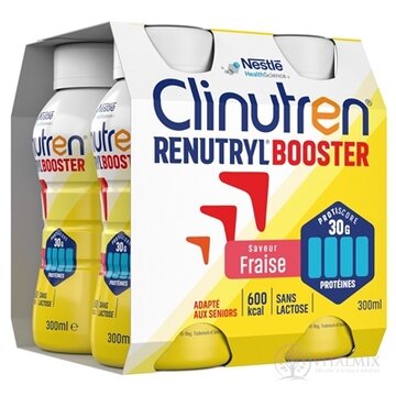 Clinutren RENUTRYL BOOSTER sol, jahodová príchuť 4x300 ml (1200 ml) obrázok