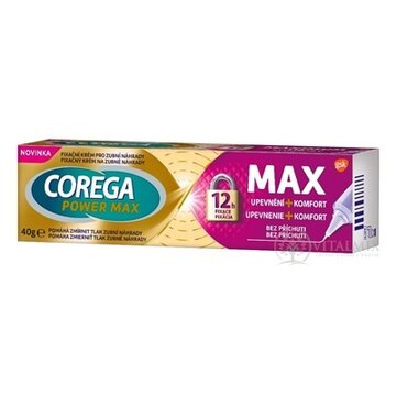 COREGA POWER MAX UPEVNENIE + KOMFORT fixačný krém na zubné náhrady, bez príchute 1x40 g obrázok
