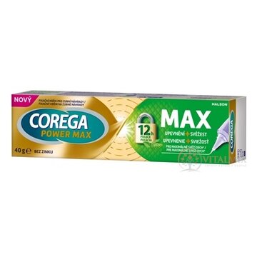 COREGA POWER MAX UPEVNENIE + SVIEŽOSŤ fixačný krém na zubné náhrady, príchuť mäta 1x40 g obrázok