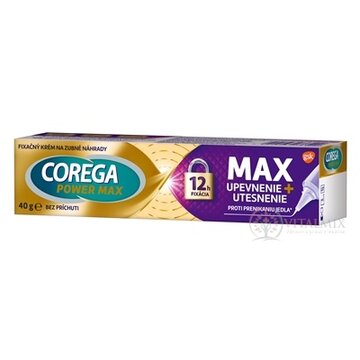 COREGA POWER MAX UPEVNENIE + UTESNENIE fixačný krém na zubné náhrady, bez príchute 1x40 g obrázok