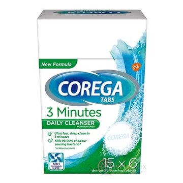 COREGA TABS 3 Minutes DAILY CLEANSER antibakteriálne čistiace tablety 15x6 ks (90 ks) obrázok