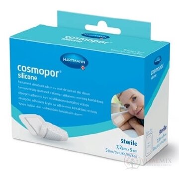 Cosmopor Silicone absorpčné adhezívne krytie, náplasti (7,2x5cm) 1x5 ks obrázok