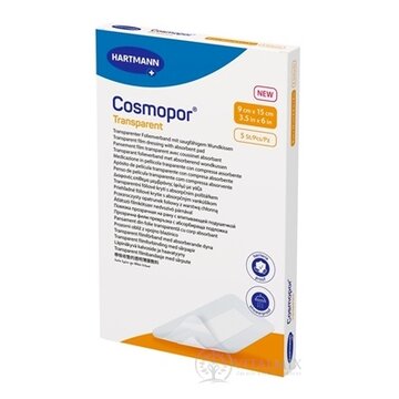 Cosmopor transparent priehľadné fóliové krytie na rany sterilné (9x15 cm) 1x5 ks obrázok