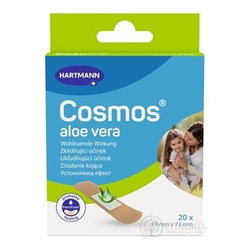 Cosmos aloe vera vodeodolná náplasť na rany, stripy (19 x72 mm) 1x20 ks obrázok