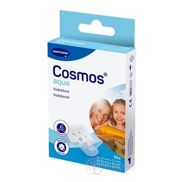 Cosmos Aqua vodotesná priehľadná náplasť na rany, 3 veľkosti (inov.2025) 1x10 ks obrázok