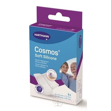 COSMOS Soft Silicone náplasť na rany, pre citlivú pokožku, 2 veľkosti (25 x 72 mm) (40 x 60 mm) 1x8 ks obrázok