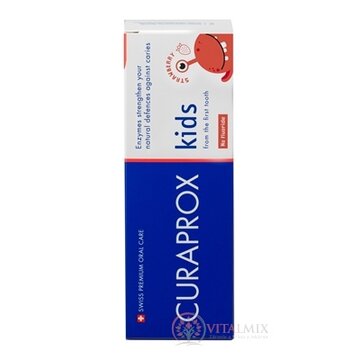 CURAPROX Kids 0+ BEZ FLUORIDU od prvého zúbka detská zubná pasta, príchuť JAHODA 1x60 ml obrázok
