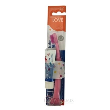 CURAPROX Kids 2+ + Baby 5500 detská zubná pasta, príchuť jahoda 10 ml + detská zubná kefka 1x1 set obrázok