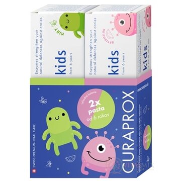 CURAPROX Kids 6+ detská zubná pasta, príchuť MÄTA a MELÓN, 2x60 ml obrázok
