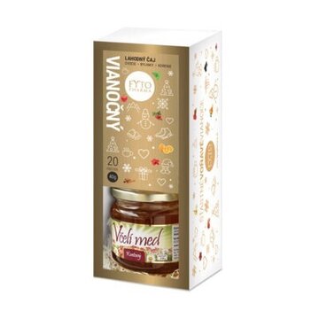 Fyto dárková kazeta vánoce vánoční čaj: porcovaný 20x2 g (40 g) + med 250 g, 1x1 set - vianocna-kazeta_caj-med-vyska-web-400x400