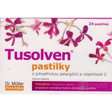 Dr. Müller TUSOLVEN pastilky s juhoafrickou pelargóniou a vitamínom C, 1x24 ks obrázok