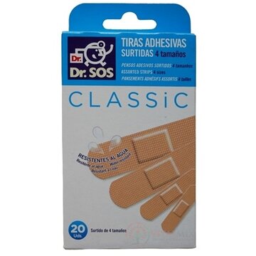 Dr. SOS Classic náplasť prúžky mix vodeodolné (12 ks 72x19mm, 8 ks 57x16mm) 1x20 ks obrázok