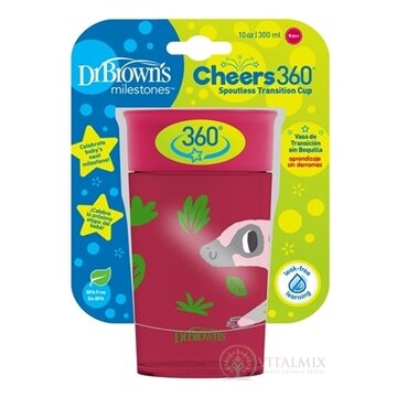 Dr.BROWN´S HRNČEK CHEERS JUNGLE 300 ml 9M+, červený, 360°, bez držadiel 1x1 ks obrázok