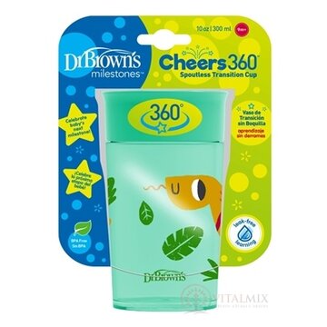 Dr.BROWN´S HRNČEK CHEERS JUNGLE 300 ml 9M+, tyrkysový, 360°, bez držadiel 1x1 ks obrázok