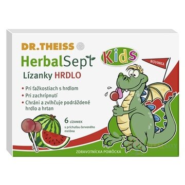 Dr.Theiss HerbalSept Kids HRDLO Lízanky s príchuťou červeného melóna 1x6 ks obrázok