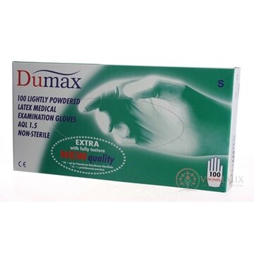 DUMAX RUKAVICE latexové  vyšetrovacie nesterilné pudrované, veľkosť S; 1x100ks obrázok