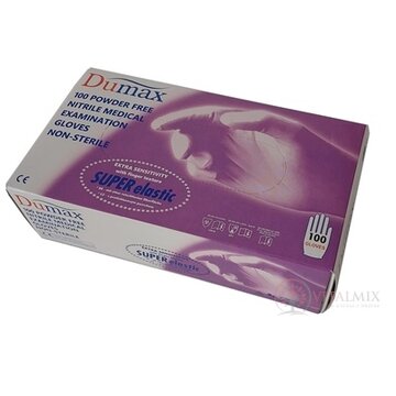 DUMAX RUKAVICE nitrilové vyšetrovacie nesterilné bez púdru, veľkosť M, modré, 1x100 ks obrázok