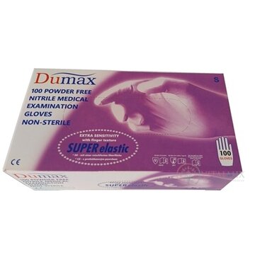 DUMAX RUKAVICE nitrilové vyšetrovacie nesterilné bez púdru, veľkosť S, modré, 1x100 ks obrázok