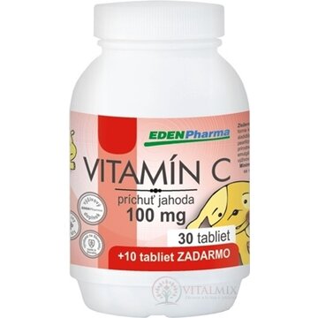 EDENPharma VITAMÍN C 100 mg príchuť jahoda tbl 30+10 zadarmo (40 ks) obrázok