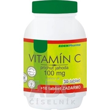 EDENPharma VITAMÍN C 100 mg príchuť jahoda tbl 30+10 zadarmo (40 ks) obrázok