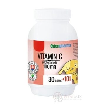 EDENPharma VITAMÍN C 100 mg príchuť jahoda tbl 30+10 zadarmo (40 ks) obrázok