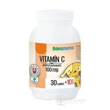 EDENPharma VITAMÍN C 100 mg príchuť pomaranč tbl 30+10 zadarmo (40 ks) obrázok