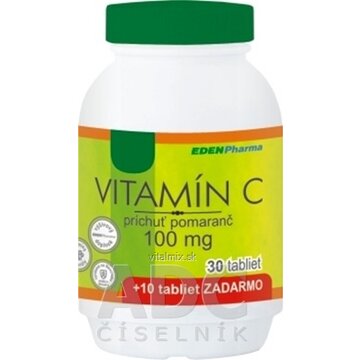 EDENPharma VITAMÍN C 100 mg príchuť pomaranč tbl 30+10 zadarmo (40 ks) obrázok