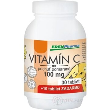 EDENPharma VITAMÍN C 100 mg príchuť pomaranč tbl 30+10 zadarmo (40 ks) obrázok