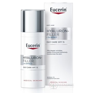 Eucerin HYALURON-FILLER+3xEFFECT Denný krém SPF15 normálna a zmiešaná pleť, Anti-Age, tuba 1x50 ml obrázok