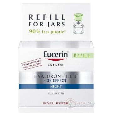 Eucerin HYALURON-FILLER+3xEFFECT Nočný krém REFILL všetky typy pleti, Anti-Age, náhradná náplň 1x50 ml obrázok
