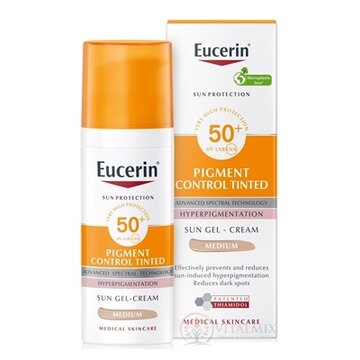 Eucerin SUN PIGMENT CONTROL TINTED SPF50+ MEDIUM emulzia na opaľovanie s depigmentačným účinkom, stredne tmavá 1x50 ml obrázok