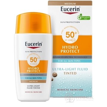 Eucerin SUN Ultra ľahký FLUID SPF 50+ stredne tmavý, na tvár, na opaľovanie 1x50 ml obrázok