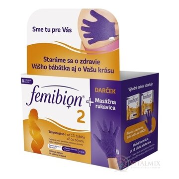 Femibion 2 Kys. listová a Metafolin + DHA + VIT.D3 DUOPACK (2x28 tbl + 2x28 cps), na 8 týždňov + darček (masážna rukavica), 1x1 set obrázok