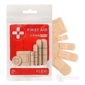 FIXAplast FIRST AID FLEXI náplasť MIX elastická, stripy, rôzne veľkosti a tvary 1x24 ks obrázok