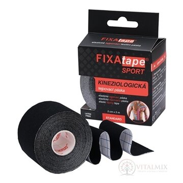 FIXAtape tejpovacia páska SPORT kinesiologická, elastická, čierna, 5cm x 5m, 1x1 ks obrázok